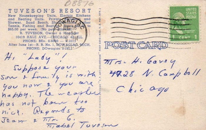 Tuvesons Resort - Vintage Postcard